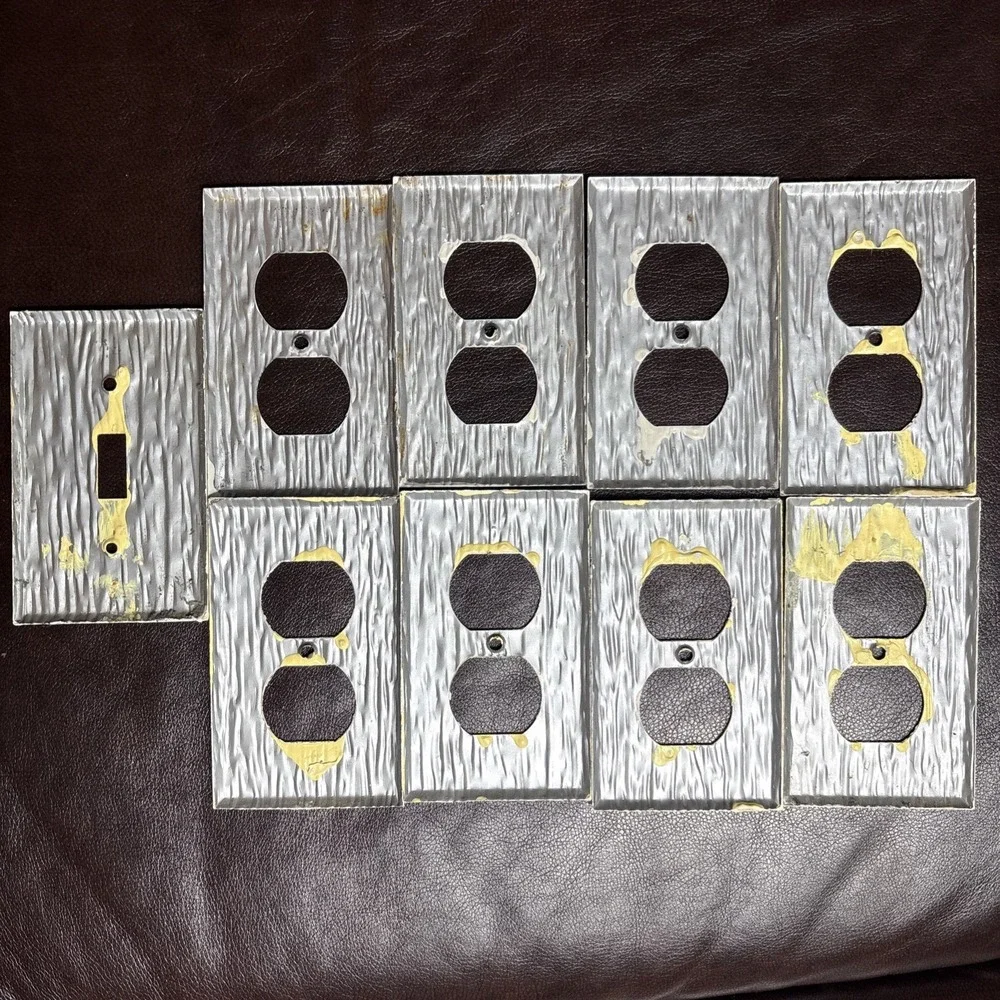 Vintage Metal Electrical Outlet Covers (8) & 1 Light Switch Cover